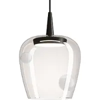 Zafferano Bilia Pendelleuchte, 230 V LED, 8 W, aus mundgeblasenem Borosilikatglas, sandgestrahlt schwarz, Durchmesser 18 cm, Höhe 324 cm