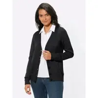 Witt Strickjacke "Strickjacke Strickjacke mit farblich abgestimmten Knöpfen", Damen, Gr. 38, schwarz, Sportlich, gerade, V-Ausschnitt, Strickjacken Strickjacke