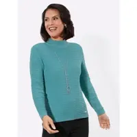 Casual Looks Stehkragenpullover "Stehkragen-Pullover", Damen, Gr. 50, grün (ozean), 100% Baumwolle, unifarben, Pullover Stehkragenpullover