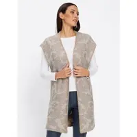 HEINE Strickweste , Damen, Gr. 50, beige (mittelblau, champagner), 53% Polyacryl, 27% Polyester, 10% Wolle, 8% Polyamid, 2% Elasthan, gemustert, mehrfarbig, Westen Strickweste