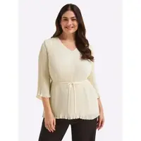 Sheego Longbluse , Damen, Gr. 58, beige (champagner), 100% Polyester, unifarben, V-Ausschnitt, Blusen Longbluse