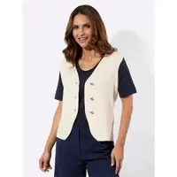 Witt Strickweste "Strickweste Strickweste mit asymmetrischem V-Ausschnitt", Damen, Gr. 54, weiß (champagner), Elegant, V-Ausschnitt, Westen Strickweste