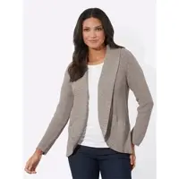 Sieh an! Strickjacke in taupe-ecru-meliert | Gr.: 48