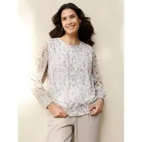 Inspirationen Druckbluse , Damen, Gr. 54, rosa (ecru, sesam, bedruckt), 100% Polyester, geblümt, gemustert, Rundhals, Blusen Druckbluse