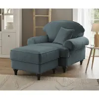 Furn.Design Sessel Set "Adelina" in grau Landhaus Loungesessel inklusive Hocker