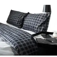 Cofi1453® Wendebettwäsche aus 100% Baumwolle karierte Bettwäsche mit Decken- und Kissenbezug 240x220 cm