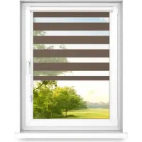 Time4blinds - Doppelrollo ohne Bohren - Zebra Rollos für Fenster und Türen - Walnuss, 1200x800, Links