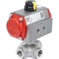 Tameson 3-Wege Pneumatischer Kugelhahn G1/4'' T-Bohrung Edelstahl Federschließend