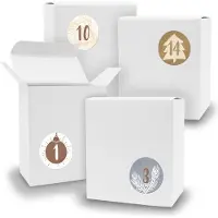 Itenga Adventskalender zum Füllen 24x Quader WEISS + Sticker V07 Z15