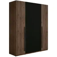Feldmann-Wohnen Kleiderschrank Venedig Schlafzimmerschrank 179x57x220,5cm 4-türig Walnuss / schwarz