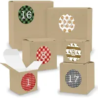 Itenga Adventskalender zum Füllen 24x Quader Würfel gemischt BRAUN + Sticker (V02 Z06)