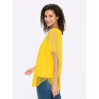 HEINE Kurzarmshirt "Shirt", Damen, Gr. 40, gelb (sonnengelb), 100% Polyester, Top:5% Elasthan, 95% Viskose, unifarben, Rundhals, Shirts Kurzarmshirt