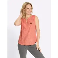 Sieh an! Blusentop CLASSIC BASICS, Damen, Gr. 46, koralle, weiß, bedruckt, 100% Viskose, bedruckt, gemustert, V-Ausschnitt, Blusen Blusentop