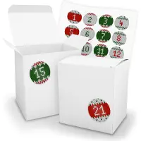 Itenga Adventskalender zum Füllen 24x XL Würfel 11x9x12cm WEIß + Sticker V18 Z28