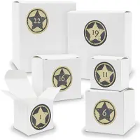 Itenga Adventskalender zum Füllen 24x Quader Würfel gemischt WEISS + Sticker (V01 Z21)