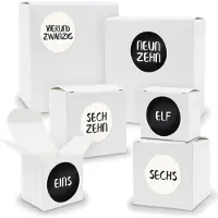 Itenga Adventskalender zum Füllen 24x Quader Würfel gemischt WEISS + Sticker (V01 Z23)