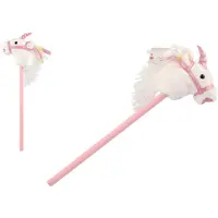 Teddies Einhorn am Stecken Plüsch 80cm auf Batterien mit Sound weiß im Beutel