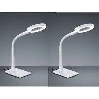 Meine Wunschleuchte LED Schreibtischlampen Set weiß mit Lupe, Tischlampen mit 3-fach Touchdimmer