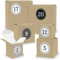 Itenga Adventskalender zum Füllen 24x Quader Würfel gemischt BRAUN + Sticker (V02 Z04)