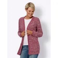 Sieh an! Long-Strickjacke in bordeaux-ecru-meliert | Gr.: 42