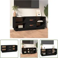 The Living Store TV-Schrank Schwarz 100x34x40 cm Massivholz Kiefer