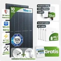 TEPTO 10 kWp FoxEss PV-Anlage 22x Trina 465Wp Glas-Glas 46,08 kWh Speicher inkl. Smart...