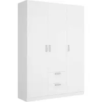 Dmora Kleiderschrank Dacca, Garderobe für Schlafzimmer, Kleiderschrank mit 3 Flügeltüren und 2 Schubladen, 150x52h215 cm, Weiß