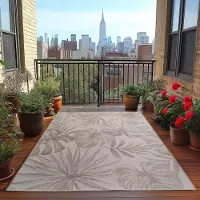 Ayyildiz Hali Ayyildiz Outdoor- und Terrassenteppiche Beige 120x170 cm Beiger -Teppich, wetter- und UV-beständig, für Küche, Balkon, Terrasse, Garten, Wohn- und Esszimmer, Laubwerk
