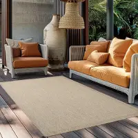 Ayyildiz Hali Ayyildiz Outdoor- und Terrassenteppiche Beige 140x200 cm Teppich, einfarbig, Teppich für Terrasse, Balkon oder Küche, Polypropylen-Rückseite