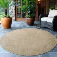 Ayyildiz Hali Ayyildiz Outdoor- und Terrassenteppiche Beige 120 cm rund Teppich, einfarbig, Teppich für Terrasse, Balkon oder Küche, Polypropylen-Rückseite