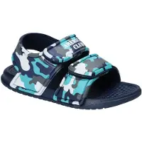 American Club Kinder EVA Sandalen Klettverschluss Camouflage leichte Badeschuhe bequem, Navy 30