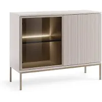 Stylmeble24 Kommode SENSO PS Kaschmir 104 x 83 x 39 cm mit LED-Beleuchtung und geriffelter Front