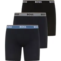 BOSS Boxershorts "BoxerBrLong 3P Power", Herren, Gr. M, Jersey, schwarz (open miscellaneous 977), Jersey, Obermaterial: 95% Baumwolle, 5% Elasthan, eng, Unterhosen Boxershorts