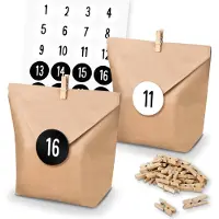 Itenga SET Adventskalender 24x Tüten + Klammern + Zahlensticker (Z33)