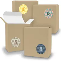 Itenga Adventskalender zum Füllen 24x Quader BRAUN + Sticker V08 Z24