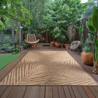 Ayyildiz Hali Ayyildiz Outdoor- und Terrassenteppiche Braun 140x200 cm 5 mm dicker, maschinengewebter Indoor-/-Teppich in natürlicher Jute-Optik für Wohnzimmer, Küche, Terrasse und Balkon