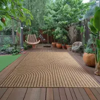 Ayyildiz Hali Ayyildiz Outdoor- und Terrassenteppiche Beige 120x170 cm Beiger -/Indoor-Teppich für Wohnzimmer, Küche und Terrasse mit modernem Design, natürlicher Jute-Optik, Polypropylen
