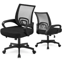 Yaheetech 2x Bürostuhl Schreibtischstuhl ergonomischer Drehstuhl Chefsessel mit Mesh Netz Wippfunktion Schwarz