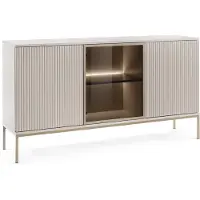 Stylmeble24 Sideboard SENSO PS Kaschmir 154 x 83 x 39 cm mit LED-Beleuchtung und geriffelter Front