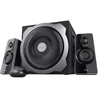 Trust Gaming GXT Tytan 2.1 PC Lautsprecher mit Subwoofer 120 Watt (60 Watt RMS), Computer Boxen mit Lautstärkeregler, Speakers Soundsystem für Smartphone, PC, Tablet, Konsole, TV – Schwarz
