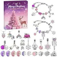 OEM Kinder Adventskalender mit DIY-Schmuck für Mädchen, 24 Tage, DIY-Armbänder und Halskettinge, 20 Haken, Geschenk für Kinder 4-12 Jahre