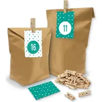 Itenga SET Adventskalender "Punkte" 24 x Tüten + Karten + Klammern + Z34