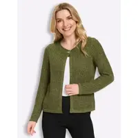 Sieh an! Strickjacke in oliv-schilf-meliert | Gr.: 40