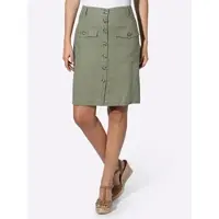 HEINE Sommerrock , Damen, Gr. 50, grün (khaki), 55% Leinen, 45% Viskose, unifarben, knielang, Röcke Sommerrock