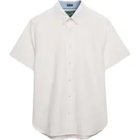 Superdry für Herren. M4011101A Preppy Oxford Hemd weiß (L), Lässig, Baumwolle, Klassisch, Kurzarm