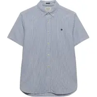 Superdry für Herren. M4011102A Klassisches blaues Seersucker-Hemd (L), Lässig, Baumwolle, Kurzarm