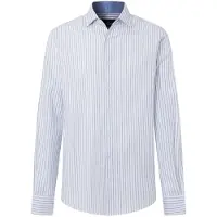 Hackett London für Herren. HM3010751 Blaues Hemd mit breiten Streifen (M), Lässig, Baumwolle, Klassisch, Langarm