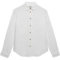 Superdry für Damen. W4010587A Weißes Premium-Leinenhemd (S), Lässig, Langarm