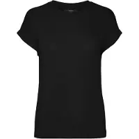 Vero Moda Kurzarmpullover "VMBRIANNA SS O-NECK PULLOVER BOO REP" mit überschnittenen Schultern mit Umschlagsaum