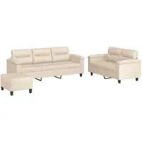 vidaXL 3-tlg. Sofagarnitur mit Kissen Beige Mikrofasergewebe